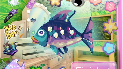 Ölige Fische putzen Spiele für Mädchen gratis online Screenshot