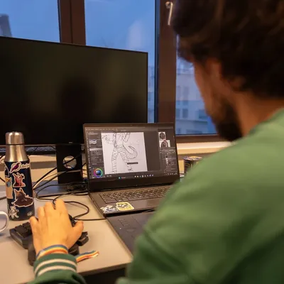 Working on a game at Hagenberg Game Jam.